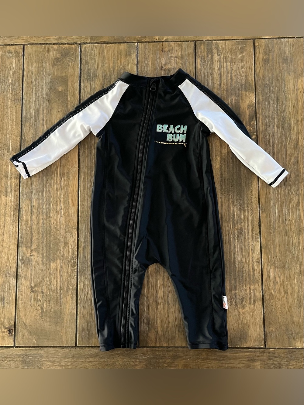 Swimzip Black & White Kids Long Sleeve Swim Sunsuit Infant size 6-12mo